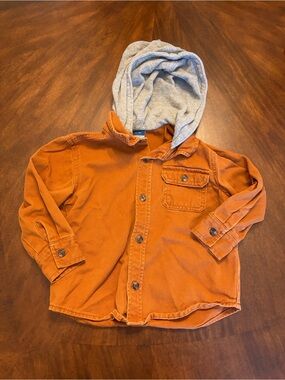 Old Navy Orange Hooded Button-Up Jean Jacket